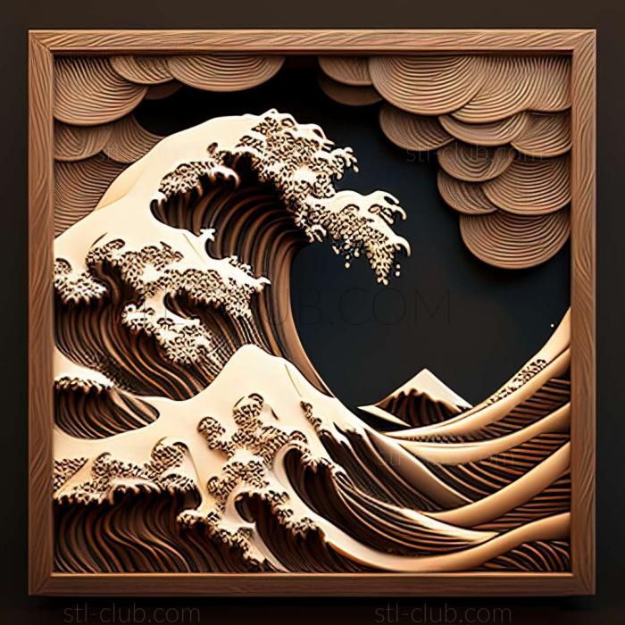 3D model great wave (STL)